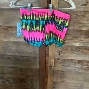 Fleo women's athletic shorts pink green and yellow S NWT